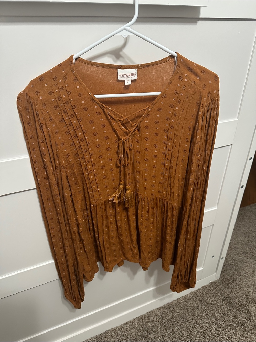 Shyanne Women's Rust Lace-Up Boho Tunic